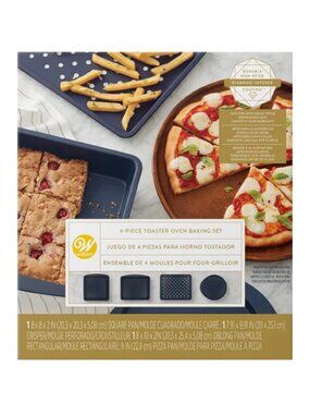 new in box 4-piece Wilton Diamond-Infused Non-Stick Blue Toaster Oven Baking Set